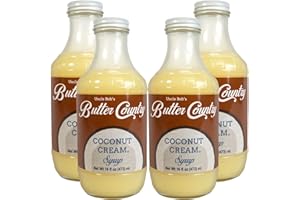 UNCLE BOB'S BUTTER COUNTRY Butter Country Rich & Creamy Buttermilk Syrup | Coconut Cream Flavor | 16 fl oz/4 Pack | No Artificial Flavors, No Corn Syrup, Gluten-Free, rBST-Free Dairy
