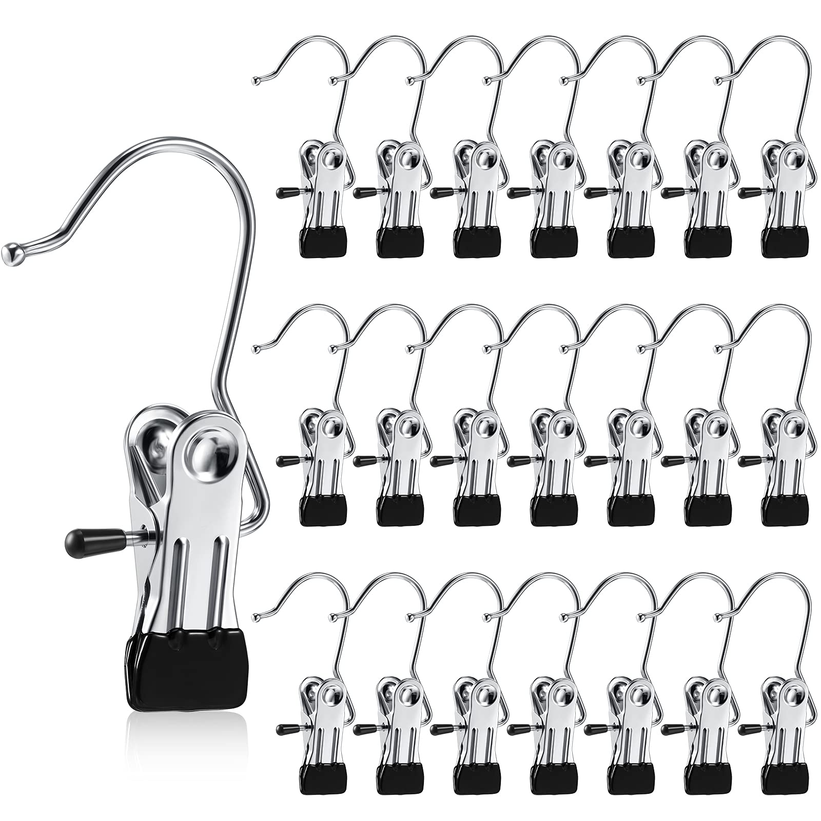 Photo 1 of Hotop Boot Hanger Clips for Closet, Laundry Hanging Hooks Heavy Duty Clips Boot Holder Portable Single Hooks Space Saving for Pants Jeans Clothes Hats Tall Towels(Silver,48 Pieces)