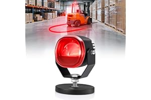 HSYFUNA Forklift Arc Safety Light with Magnetic Mount, LED Warning Lamp Red Line Projection, Aluminum Housing, Stainless Steel Bracket, for Industrial Truck, Lift Truck, AGV, Warehouse, Logistics