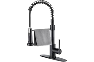 JAFETON Durable Kitchen Sink Faucet with Sprayer, Compatible with 1 Hole or 3 Hole, 360° Rotatable Commercial Pull Out Kitchen Sink Faucets Single Handle Spring Laundry Camper Utility Wet Bar Sinks