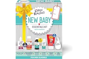 Little Remedies New Baby Essentials Kit with Saline Nasal Spray, Diaper Rash Cream, Gas Relief Drops, Gripe Water & More, Safe for Newborns