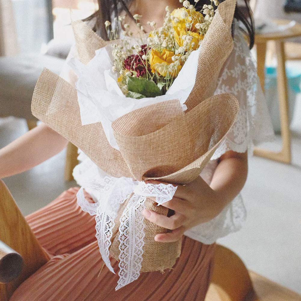 VGOODALL 40 M Spitzenbordüre Spitzenband, Weiss Beige Vintage Band mit 2 Spitzen-Blumen Gesamt 4 Rolls für Hochzeit Tischdeko Basteln Geschenkband DIY Handwerk