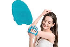 HOMMIESAFE 1 Pack Pure Silicone Food-grade Body Brush Shower Cleansing Scrubber Gentle Exfoliating Glove Soft Bristles (Blue)