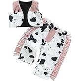 Yuufuniy Toddler Girl Western Outfit Baby Cowgirl Clothes Sleeveless Vest Jacket Tasseled Pants Set Kids Baby Spring Clothes
