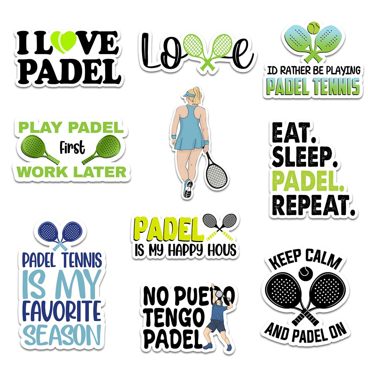 Photo 1 of (10Pcs-3in) Padel Tennis Sticker Set – I Love Padel, Play Padel First Work Later, Eat Sleep Padel Repeat – Funny Padel Tennis Decals – Gifts for Padel Players, Sports Lovers, and Tennis Fans