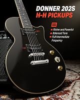 Donner LP Electric Guitar Kit Full Size 39 Inch with Bag Strap Cable Black view 3