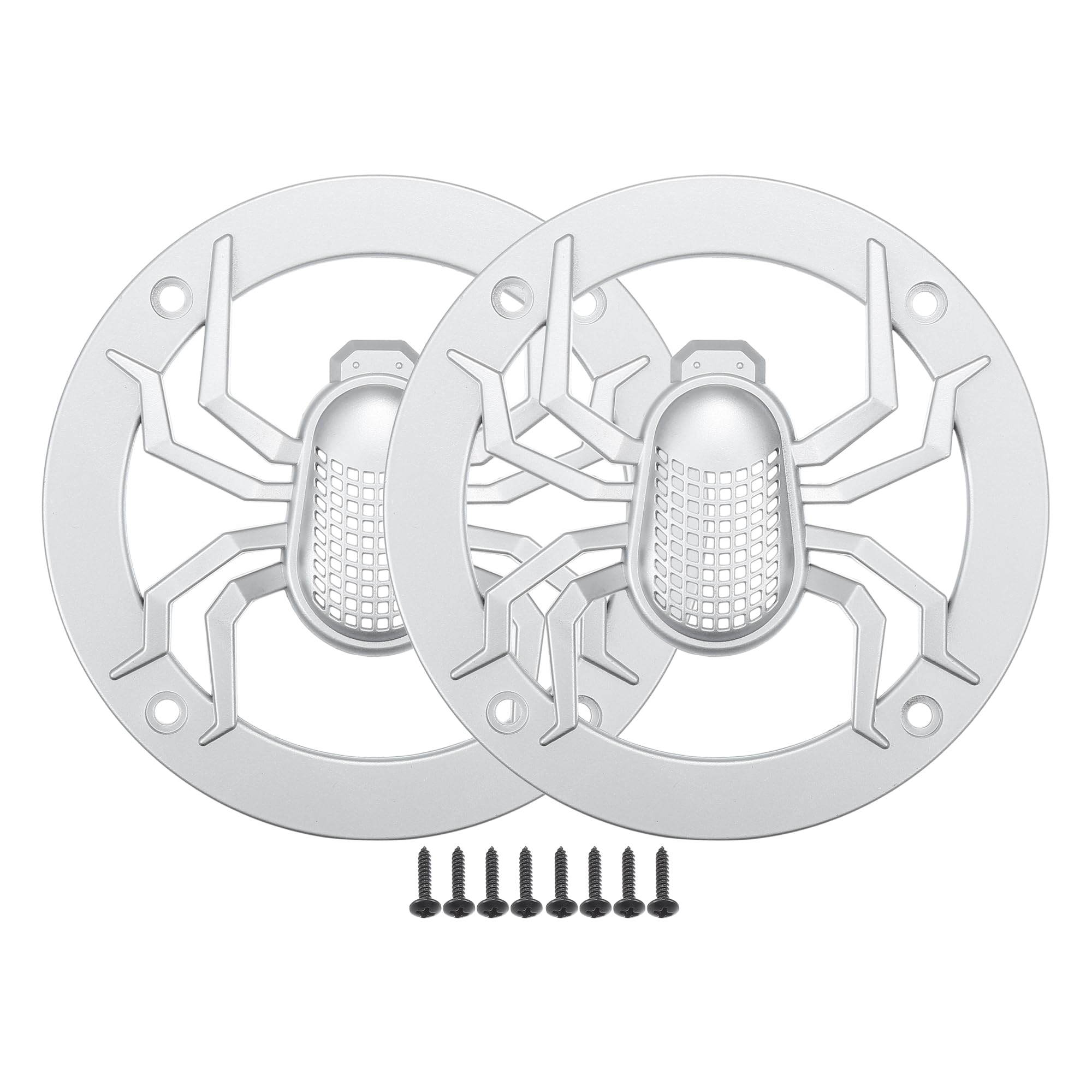 X AUTOHAUX 4" Car Speaker Grille Cover Round W/Screws ABS Silver Tone - 2 Pcs