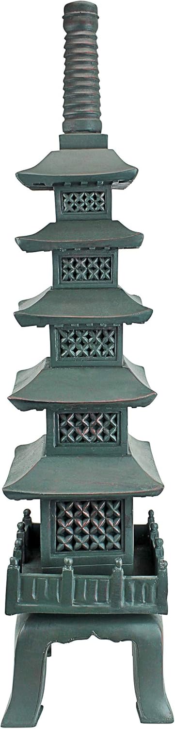 Design Toscano The Nara Temple Pagoda Asian Decor Garden Statue, Large 28 Inch, Polyresin, Verdigris Green Bronze : Japanese Garden Decor : Garden & Outdoor