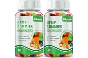 RIRYWONY HEALTH Hemp Gummies for Sleep, Pain, Anxiety (2 Packs), High Potency Edible Gummies Extra Strength Organic Hemp Oil Extract Vegan Bear Gummy - 160 Counts Candy
