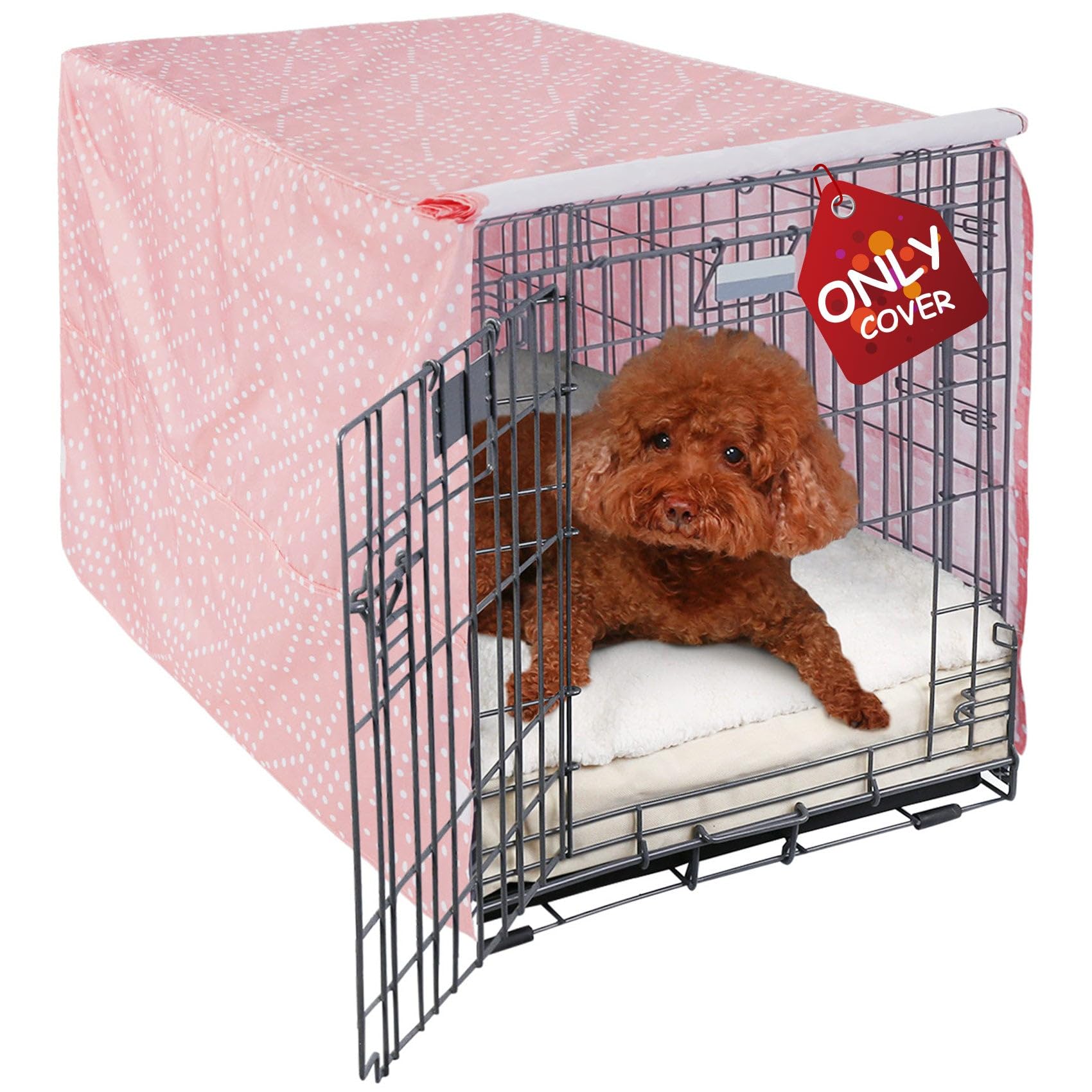 Photo 1 of Explore Land Pattern Dog Crate Cover for 24 Inches Wire Cage, Heavy-Duty Polyester 1 2 3 Doors Standard Metal Pet Kennel Enclosure (Princess Pink)