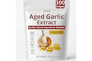 SUBMETIC Elare Aged Garlic Extract, 7500mg Organic Garlic Capsules Supplement for Supports Immune & Heart Health, Odorless, Non-GMO, Gluten-Free, Vegetarian, 300 Softgels