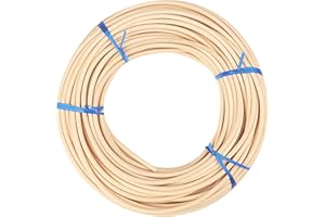 GNIEMCKIN # 8 Spline, 66 Ft Reed Spline, Natural Cane Webbing Roll, and Round Reed Coil for DIY Furniture Making and Wicker Weaving, Winding, Modeling, Decoration, Aromatherapy