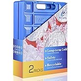 Large Freezer Cold Ice Pack Block Ice Chest, Reusable Long Lasting Quick Freezes with A Handle, for Coolers Lunch Box/Bag(1000g Set of 2)