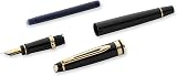 Waterman Expert Fountain Pen Gloss Black 23k Gold Trim Fine Nib Gift Box view 3