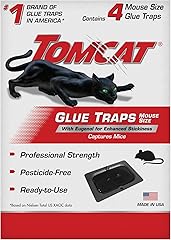 Tomcat Mouse Trap with Immediate Grip Glue for Mice, Cockroaches, Spiders, and Scorpions, Ready-To-Use, 4 Traps