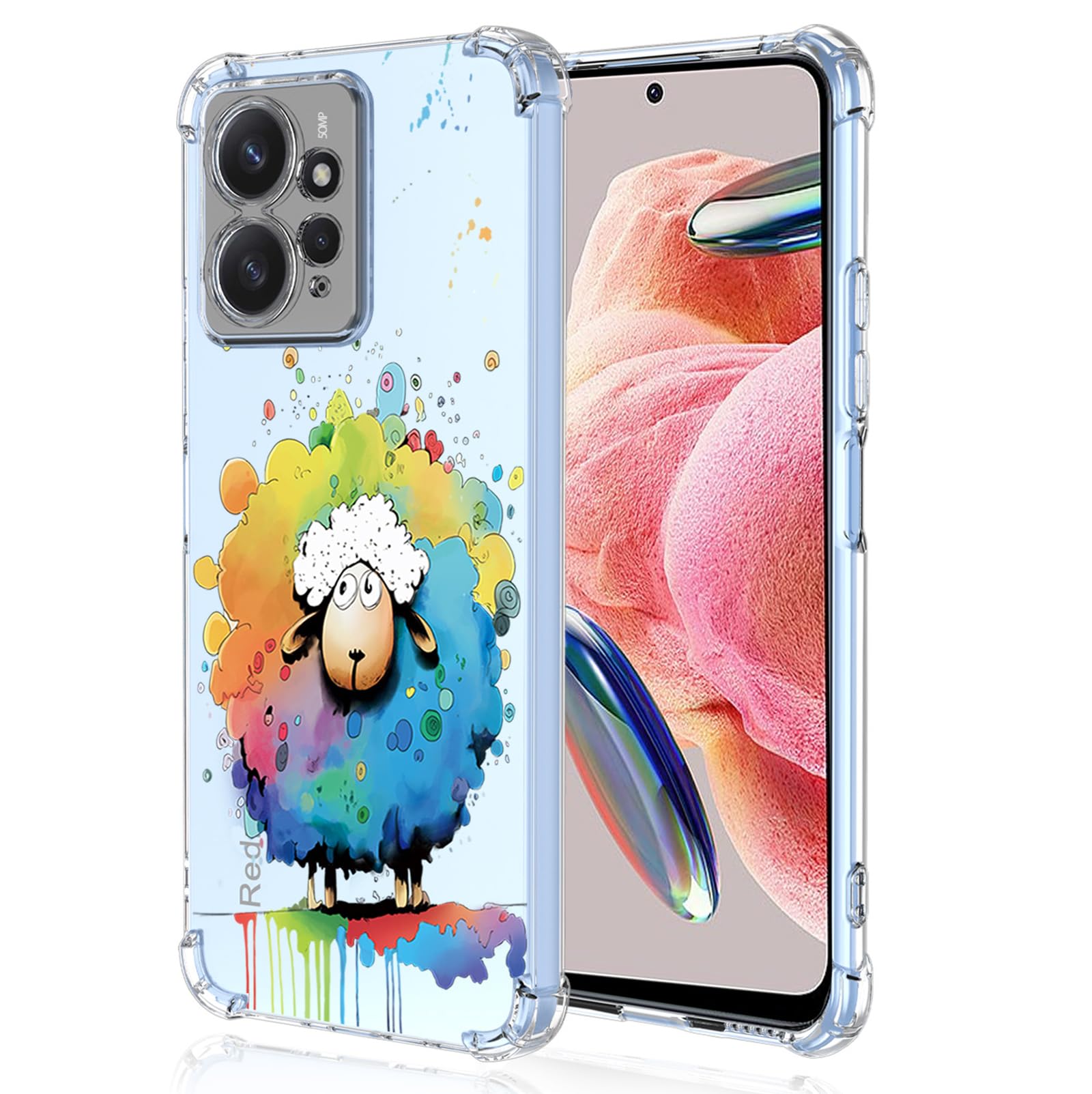 XINYEXIN Transparent Case for Xiaomi Redmi Note 12 4G, Slim Shockproof TPU Bumper Clear Phone Case Cute Pattern, Colorful Cool Art Graffiti Series - Sheep — image 1
