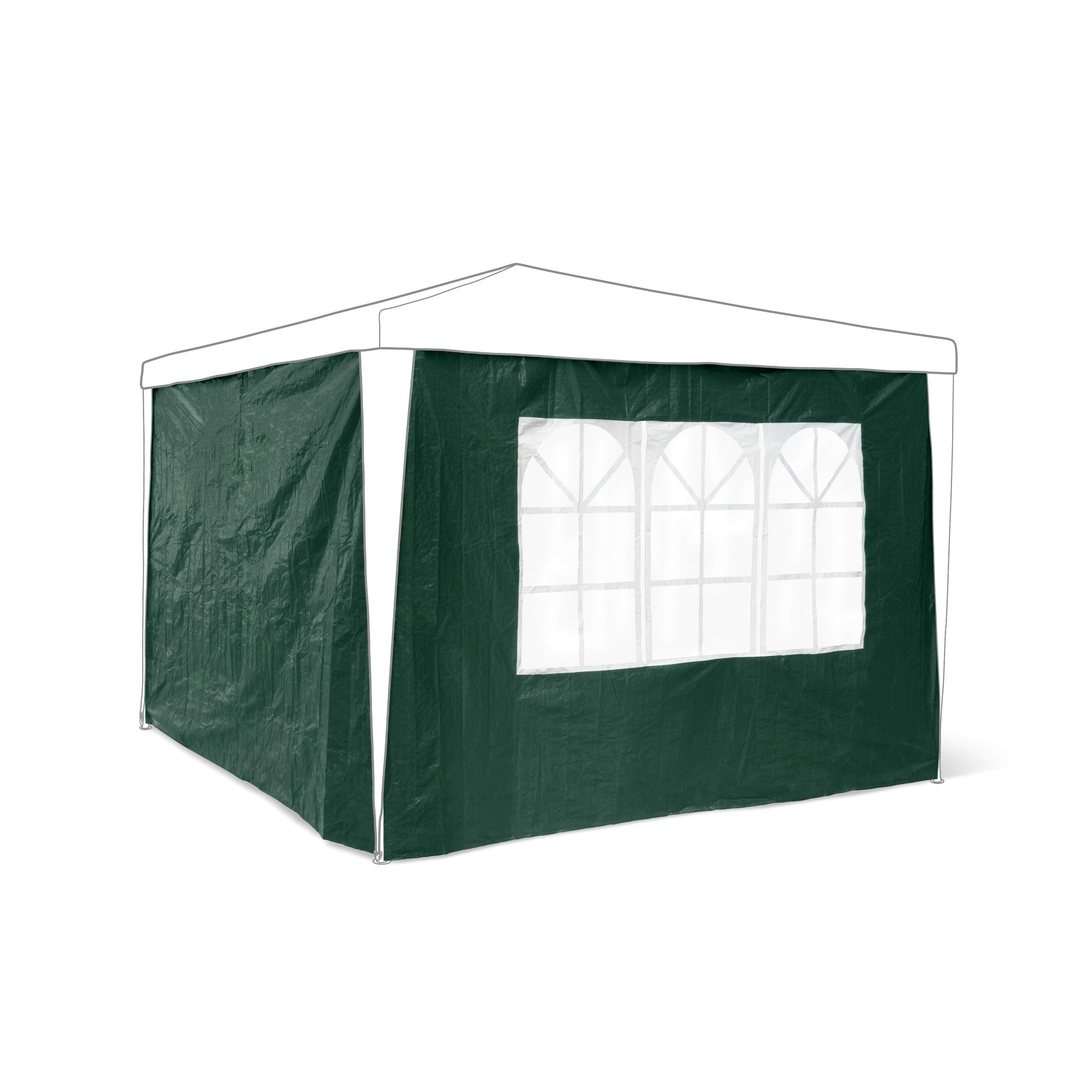 Relaxdays Side Parts Set of 2 for 3x3m Gazebo Pavilion Tent, Walls w Windows for Canopy, Privacy Screen for Party Tent, Green