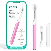 Quip Sonic Electric Toothbrush for Adults - Time Travel & Soft Bristles with Travel Case & Replacement Brush Head - 3 Month Battery Life, Plastic Handle - Magenta