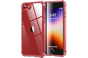 ESR for iPhone SE (2022) Case, iPhone SE (2020) and iPhone 8, Military-Grade Protection, Shock-Absorbing Corners, Yellowing-Resistant Back, Phone Case for SE 3/2, Air Armor Case, Clear Red