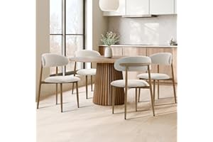 UVV Dining Chairs Set of 4, Metal Kitchen Chairs with Modern Fabric Upholstered for Dining Room, Beige