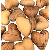 Handmade Wooden Hearts, Set of Five Olive Wood Carved Hearts from The Holy Land, Carved Wood Hearts for Gifts Anniversary Valentine Gift, Loss Love, Wooden Hearts for Wedding, Heart Décor