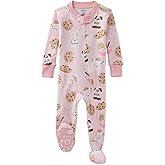 Butterblu baby-girls Cruz Snug-fit Footed Pajamas 100% Organic Cotton Zip Front Sleeper Pjs W/Grippers for Baby Girls