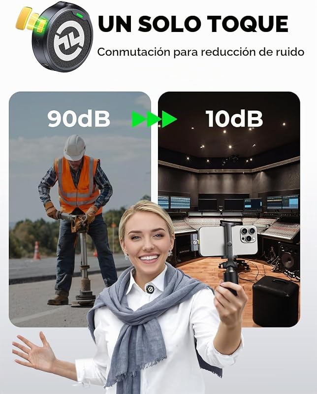 Lark M2 Micrófono Inalambrico Solapa Compatible con Teléfonos Android, iPhone 15, 300 m, Hi-Fi Audio, Cancelación de Ruido, 30H Duración, Micrófono Inalámbrico para Livestream Vlog - Negro