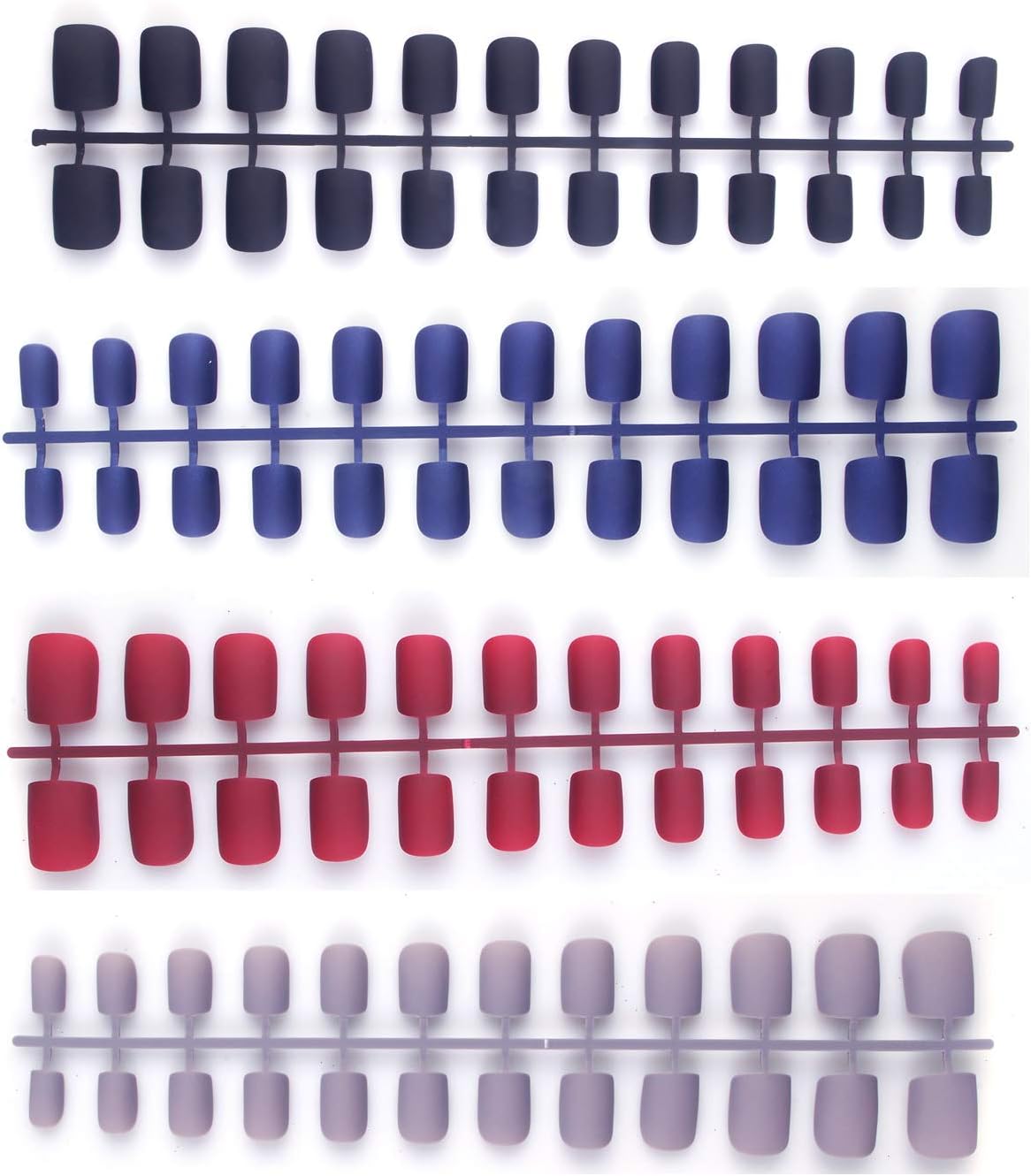 120Pcs Nail Art Sets Acrylic Colorful Elegant Matte False Nails Medium Square Head Shape Full Cover DIY Fake Nails (Black White Grey Red Blue)