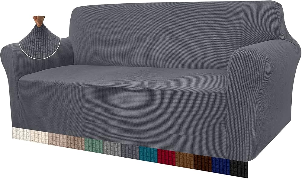 Granbest 3 Seater Sofa Cover Gray Stretch Non Slip for Pets Soft Fabric