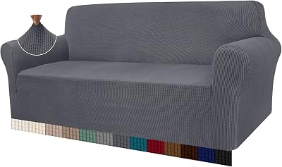 Granbest 3 Seater Sofa Cover Gray Stretch Non Slip for Pets Soft Fabric