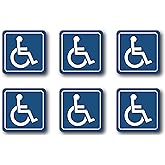 Premium Handicap ADA Complaint Signs [Pack of 6] - Vinyl Handicap Accessible Sticker Ideal for Wheelchair Person [3 x 3 Inches]