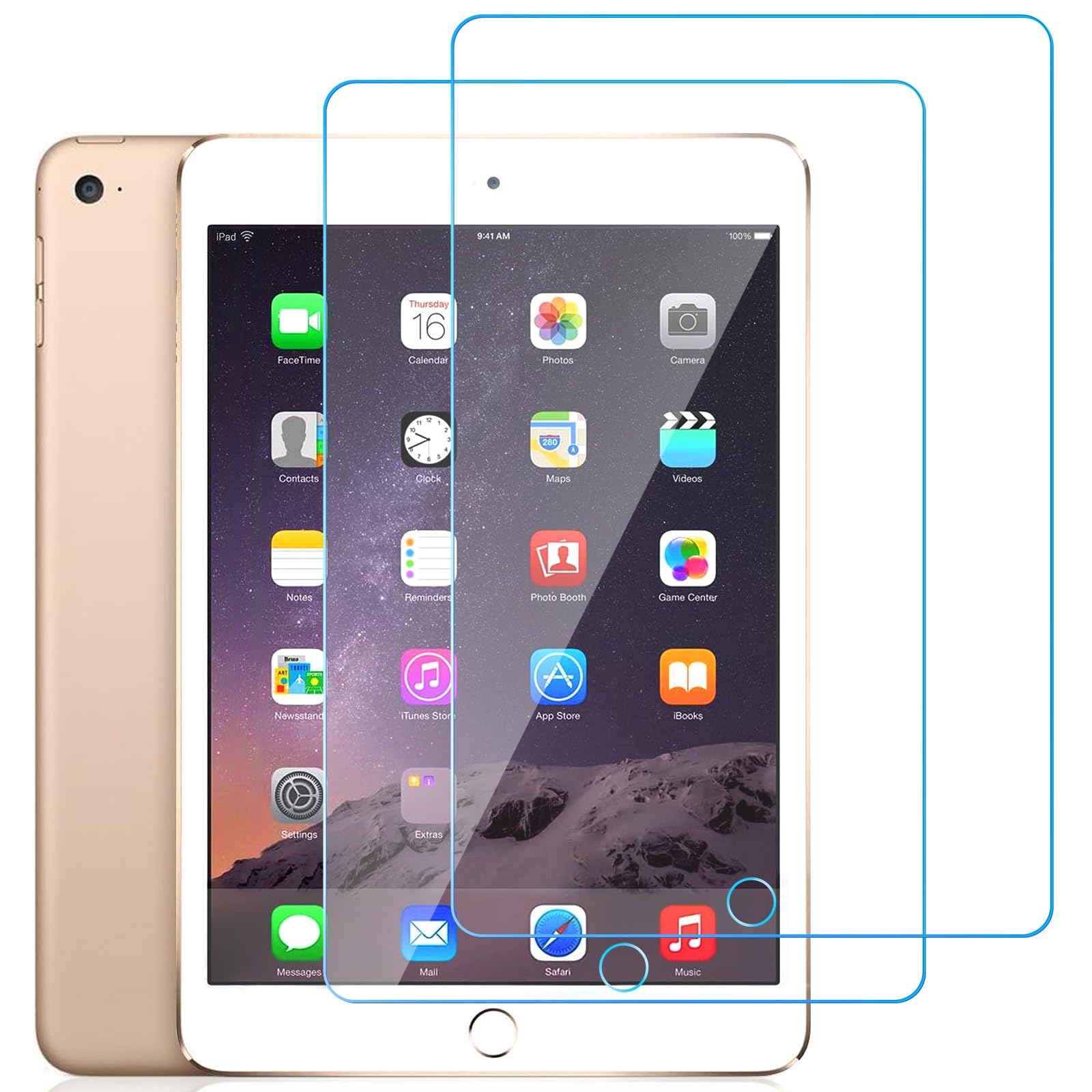 Whioltl 2 Pack Screen Protector for iPad Mini 1/2/3 (7.9 Inch, iPad Mini 1st, 2nd & 3rd Generation), Scratch-Resistant Tempered Glass Film, 9H Hardness, Anti-oil, Case friendly