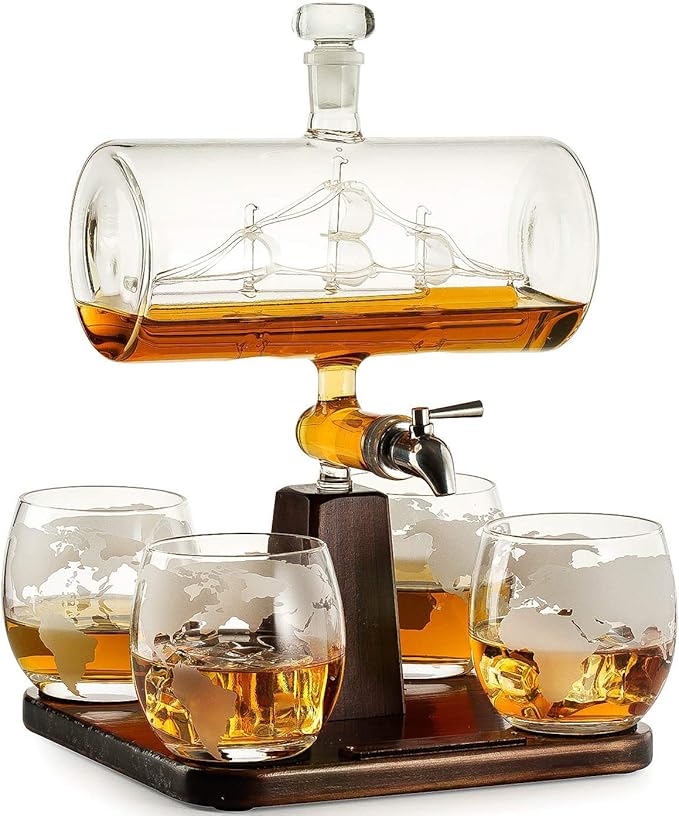 Whiskey Decanter with Antique Ship The Wine Savant Ship Decanter Set
