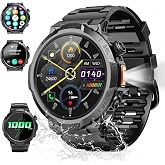 Smart Watches for Men (Answer/Make Call), 1.53" HD Military Smartwatch, 50+ Days Extra-Long Battery Life Fitness Tracker, Flashlight/110+Sports/Heart Rate/Sleep Monitor/IP68 Waterproof Android iOS