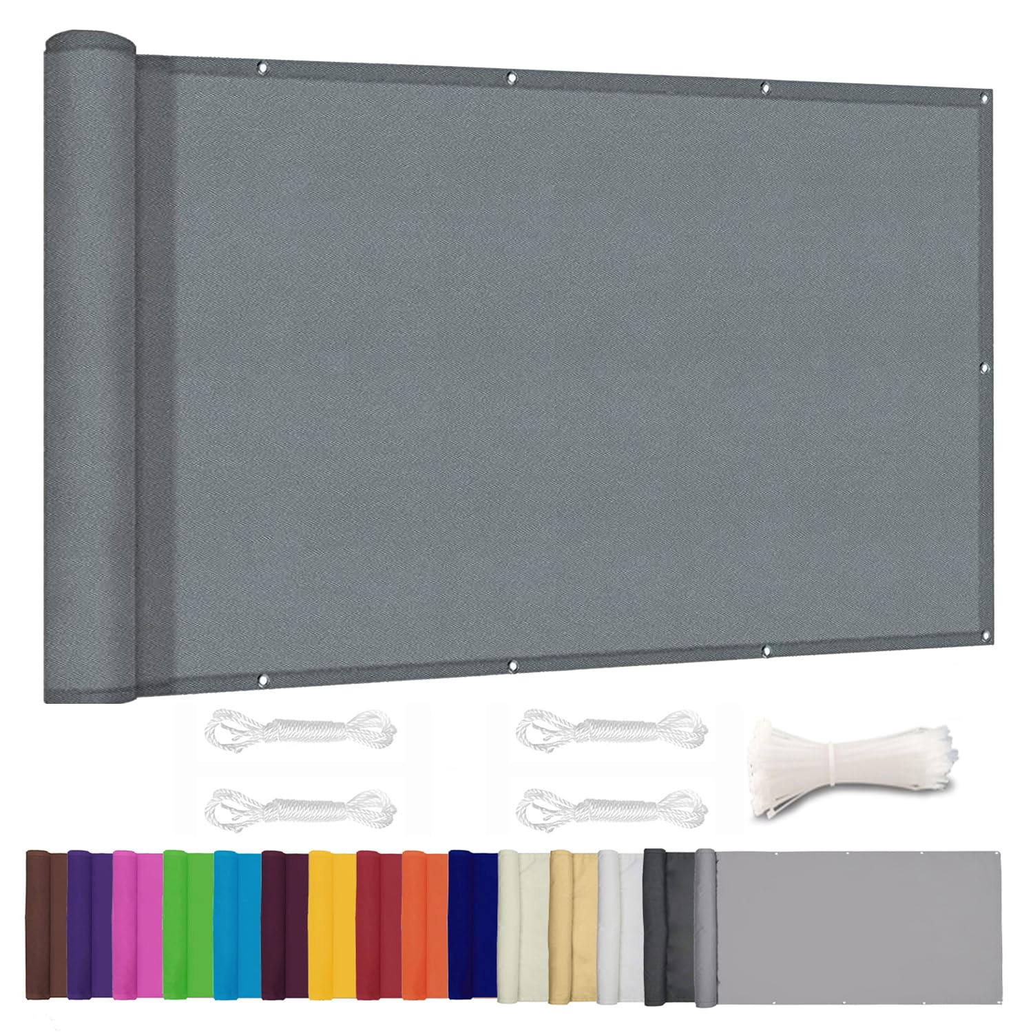 Lingle888 Balcony Privacy Screen for Backyard Deck Patio Balcony Fence Porch Sun Shade PVC UV Protection Sun Wind 8 Days Delivered 14 Colors 20 Sizes 420D(Gray,0.9x6m)