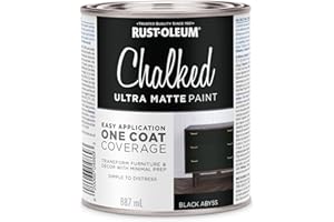 Rust-Oleum Chalked Ultra Matte Paint Multi-Surface DIY Paint for Cabinets, Furniture, Crafts in Black Abyss (396778), 887 mL
