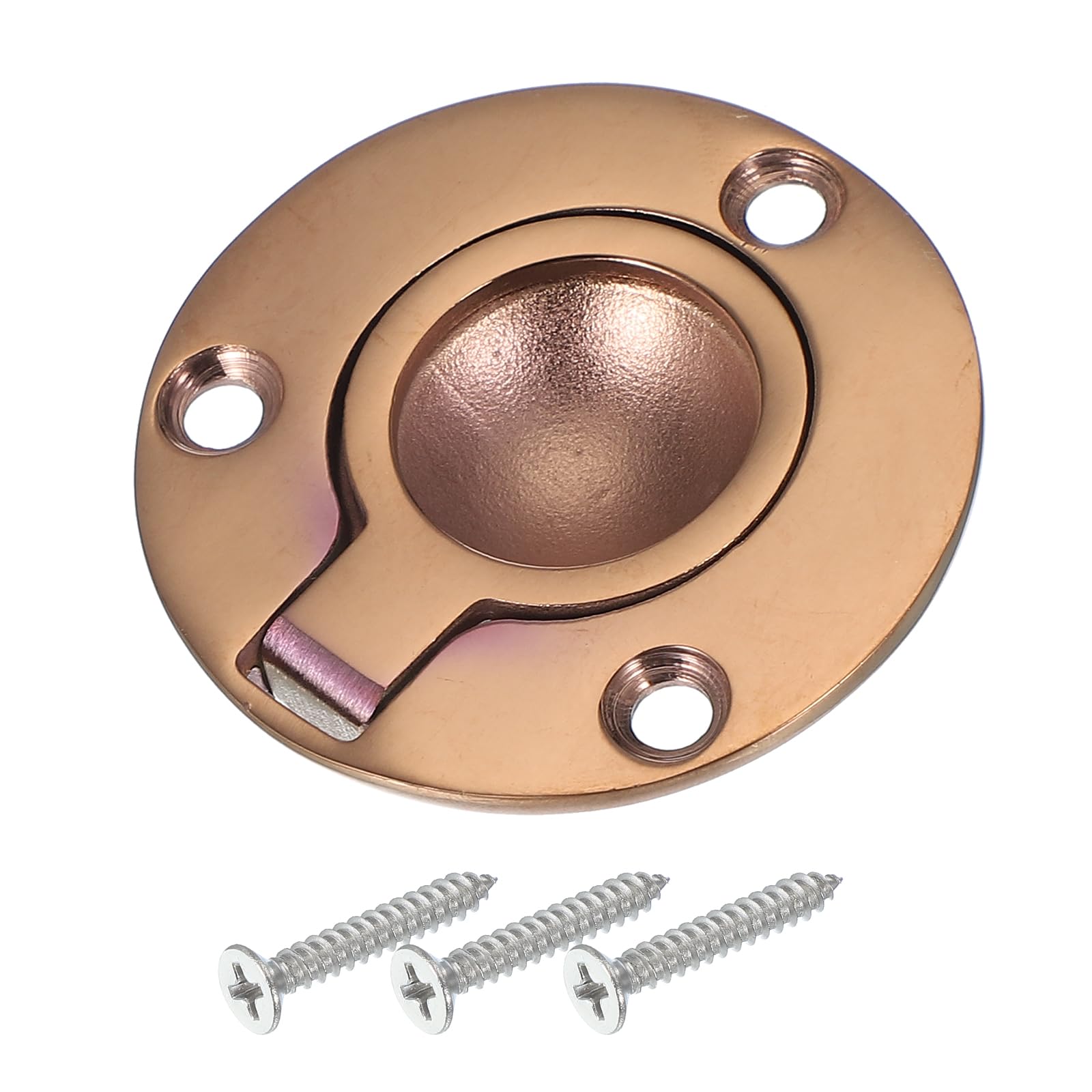 PATIKIL 2" Flush Pull Ring Handles, 316 Stainless Steel Round Recessed Door Pull Hidden Boat Hatch Latch with Screws for Marine Yacht Furniture, Red Bronze