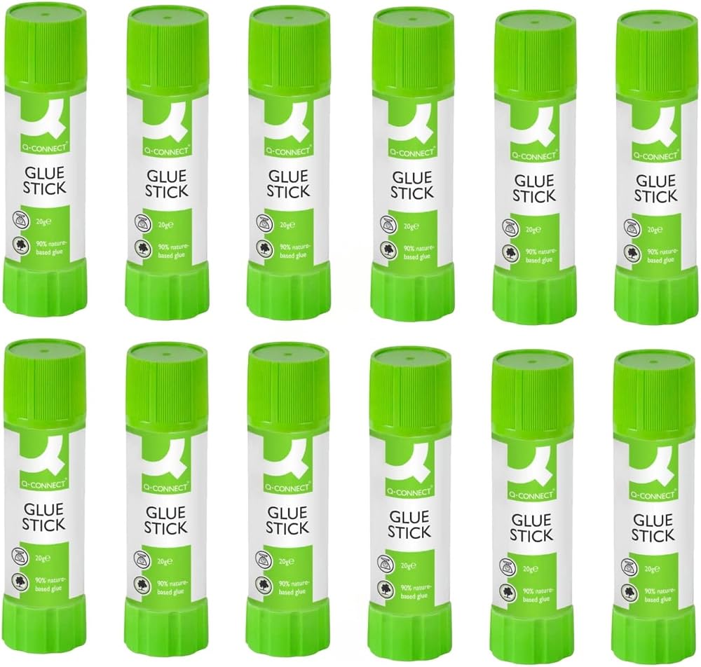 Q-Connect Glue Stick 20g Pack of 12 KF10505Q Classroom Adhesive