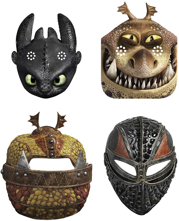 How to Train Your Dragon 3 Party Masks for Kids from The Hidden World (16 Count) Black