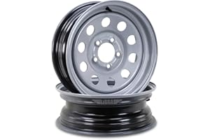 LIBRA 15 x 5 Trailer Wheels 5 Lug on 5" Bolt Pattern Silver Mod, Set 2-17006