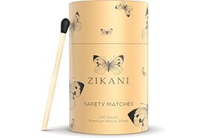 ZIKANI Black Tip Fancy Matches 4" Match Refill 100 Long Matches Short Matches Wooden Matches Bulk Matches Decorative Matchsticks Safety Matches for Cloche Jar Box & Fireplace - Striker Pad Included