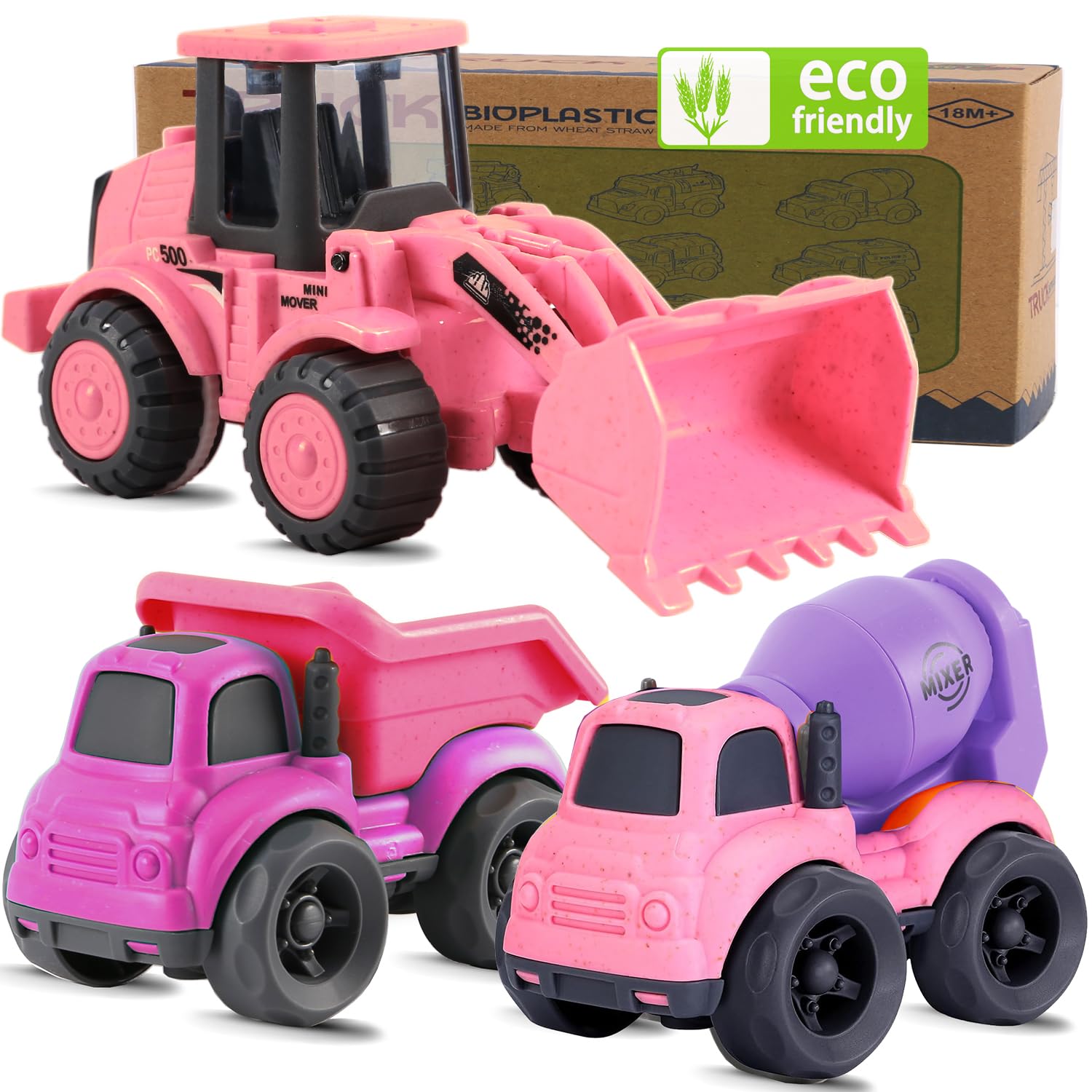 Photo 1 of vusum Toddler Toys for 1 Year Old Girl Gifts,Kids Toys for Age 2-4,Dump Truck Cement Mixer Excavator Toy Cars Set