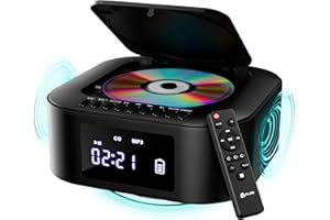 KLIM Boombox E1 - CD Player Portable Audio System + Extra BASS with Subwoofer + FM Radio, CD MP3 Bluetooth AUX USB + Wired and Wireless Mode Rechargeable Battery + Remote Control