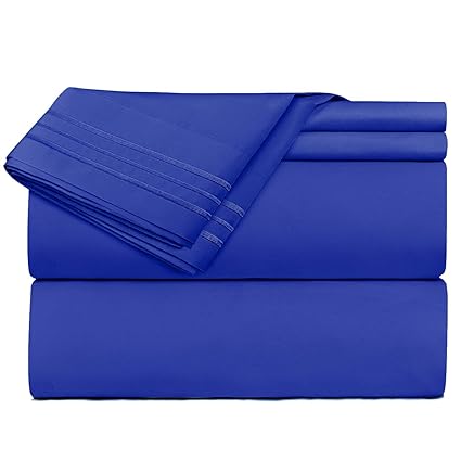 Twin Size Bed Sheets Set Royal Blue Bedding Sheets Set On Amazon 3 Piece Bed Set Deep Pockets Fitted Sheet 100 Luxury Soft Microfiber