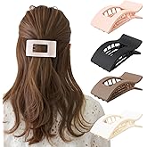 LATIMOON Flat Hair Clips Claw for Women,Large Flat Claw Clips,Non-Slip Strong Hold French Hair Clips for Thick Thin Hair(Multi-colored)