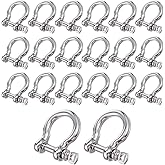 Meyeyaia 20 Pcs Stainless Steel M6 Screw Shackle 1/4 Inch Anchor Clevis Shackle Small Bow Shackle Heavy Duty D Ring Shackles for Outdoor Anchor, Towing, Off Road Recovery