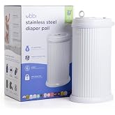 Ubbi Stainless Steel Diaper Pail, No Special Bags, Odor-Locking, Fluted | Award-Winning Registry Must-Have, Childproof Safety Lid with Lock, Holds Up To 55 Newborn Diapers, Modern Nursery Essential