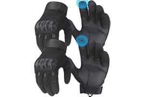 VPZenar 2 Pair Airsoft Gloves, Hard Knuckle Touchscreen Tactical Gloves, Black Full Finger Gloves for Men