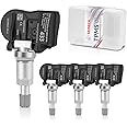 103460200A TPMS Sensor Set of 4, 433MHz Tire Pressure Monitoring Sensors Compatible with Tesla Model 3/ Model S/Model X, TPS with Metal TPMS Valve Stem
