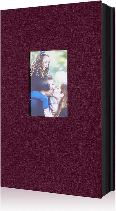Benjia Photo Album 300 Pockets Linen 6x4 Holds Landscape Burgundy Purple